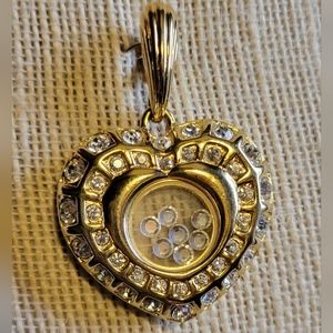 Nolan Miller Gold Tone Crystal Heart with Floating Crystals Pendant Enhancer